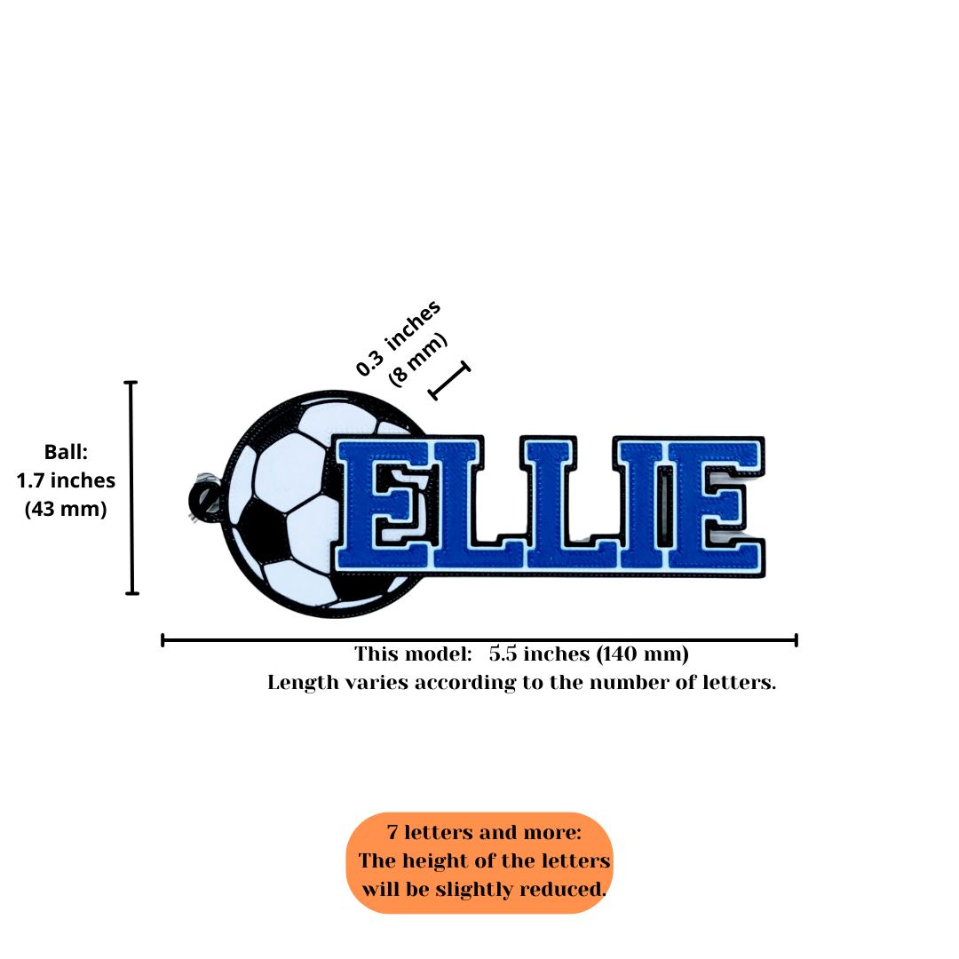 Soccer name tag size chart