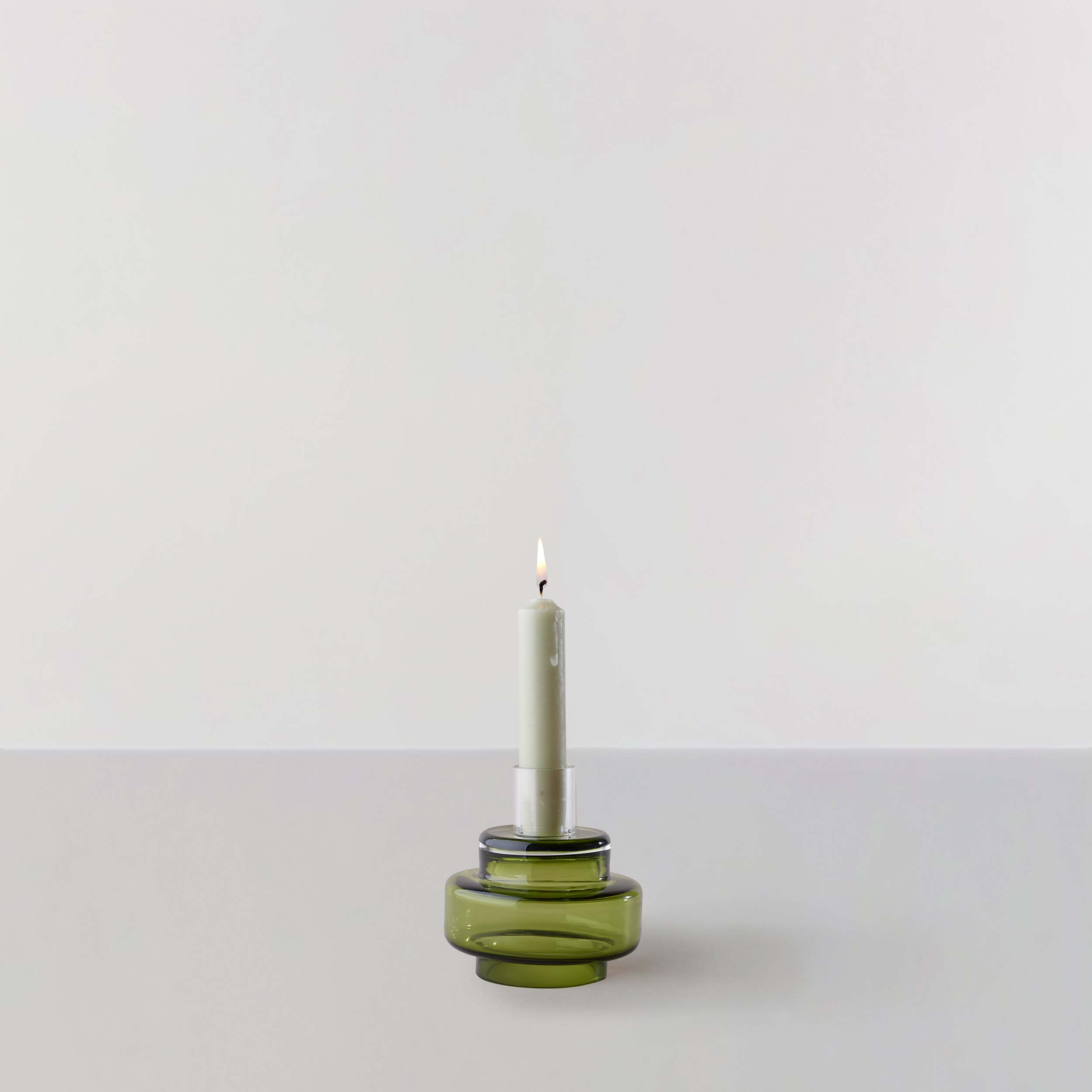 Billede af Glass Candlestick no. 54 - Moss green