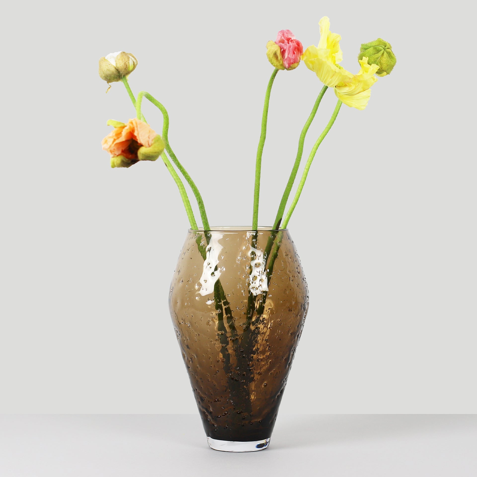 Billede af Crushed Glass Vase, Large - Sepia brown