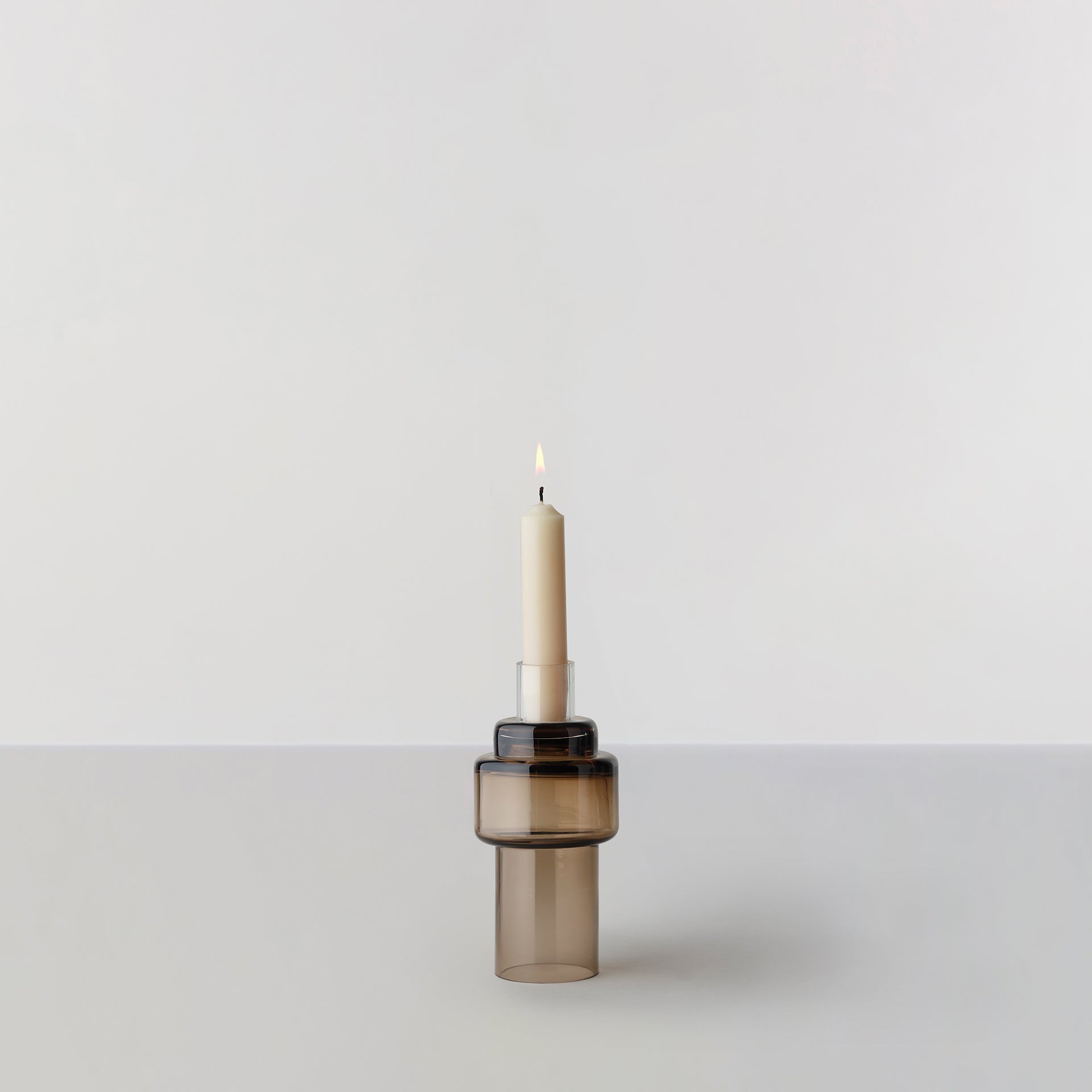 Billede af Glass Candlestick no. 55 - Sepia brown