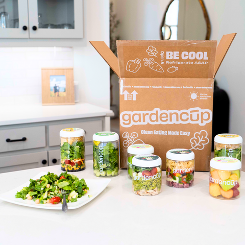 Ready to eat Gardencup salads delivered in a box