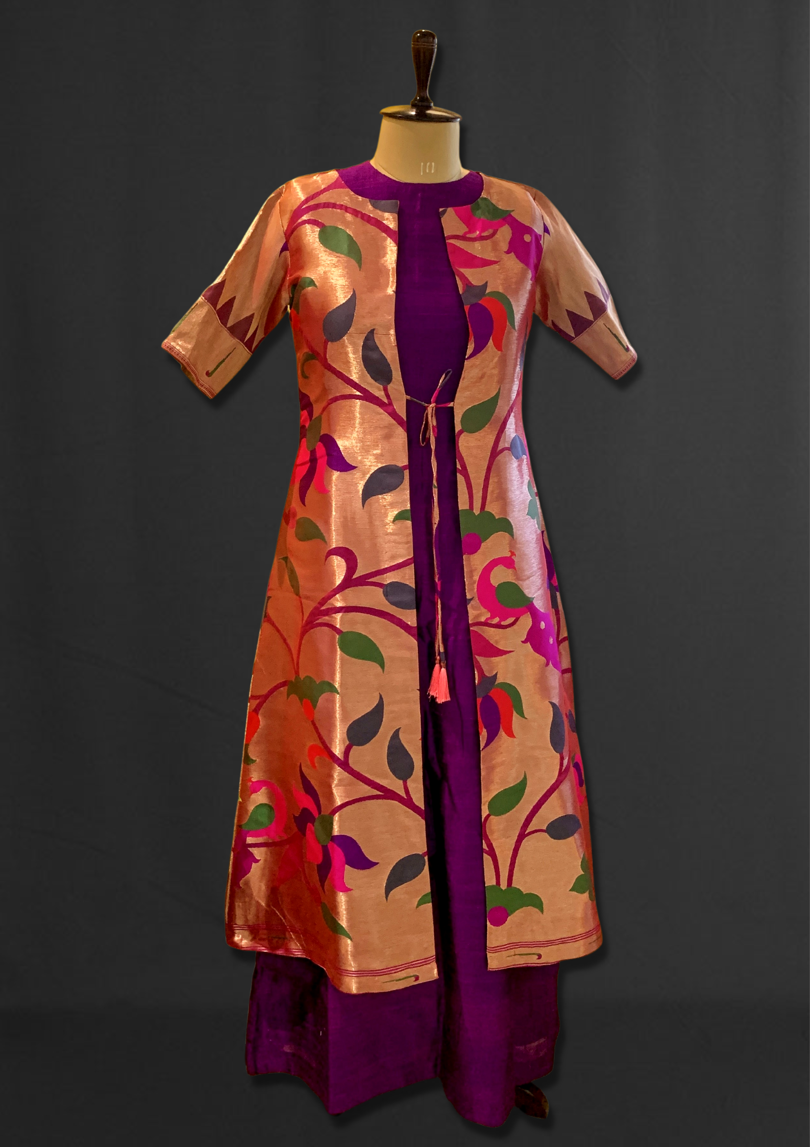 Soft silk paithani long frock with muniya border...Price:6500/-onlyFor  inquiries call or w… | Designer blouse patterns, Stylish dress designs,  Kids designer dresses