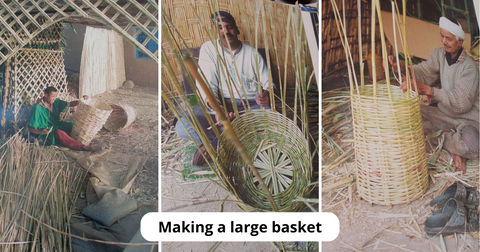 Moroccan craftsman making large basket