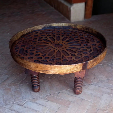 handcarved moroccan round table