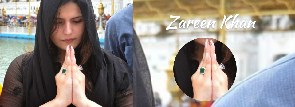 Zareen Khan also wears an Emerald gemstone ring
