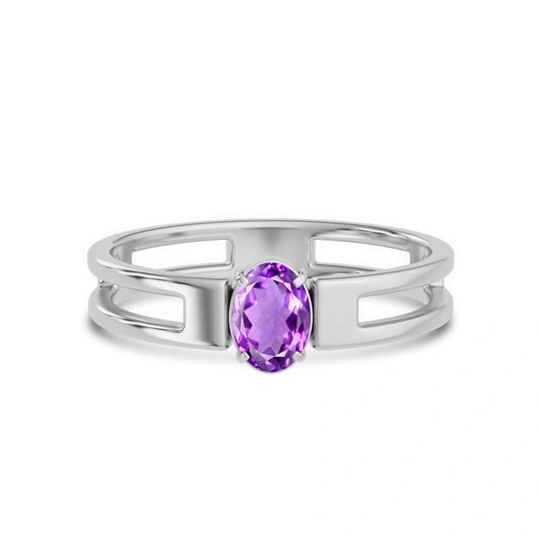 Amethyst Platinum Ring R45 Red Coral (Moonga)