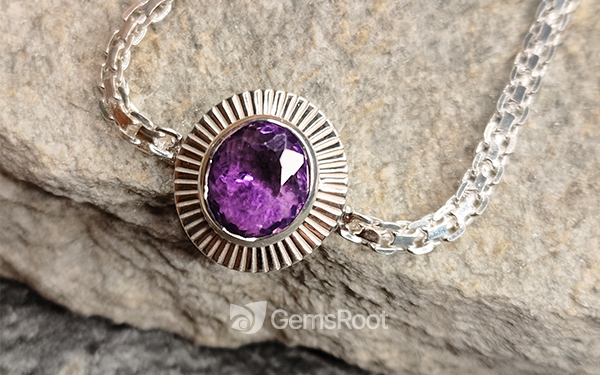 Amethyst Silver Rakhi