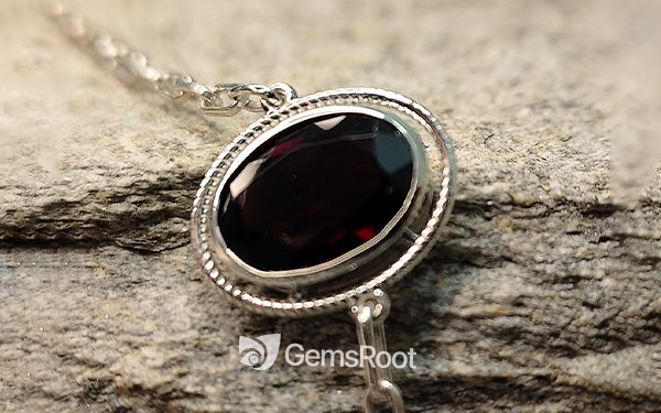 Red Garnet Silver Rakhi