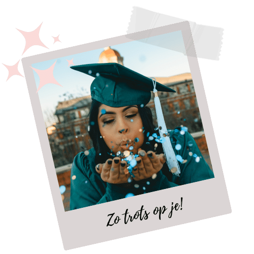 American girl blowing glitter on her graduation day