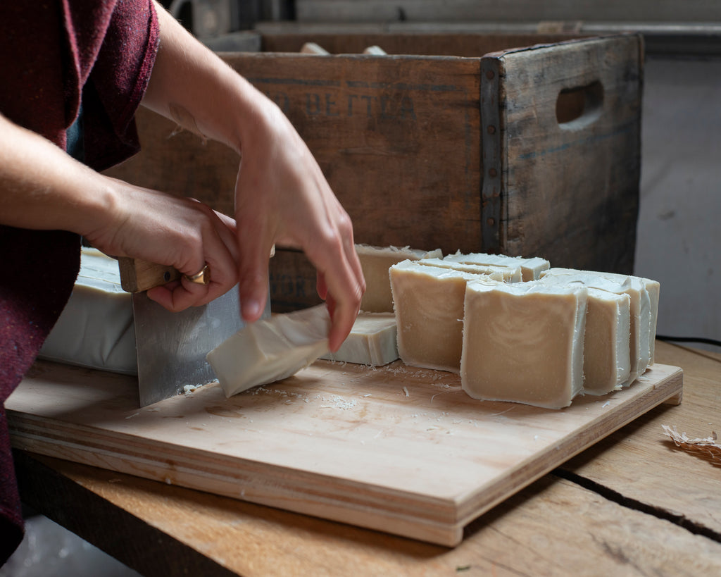 Pippa slices rosemary soap