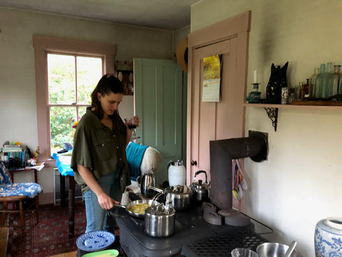 Cooking potatoes on Barbara's stove