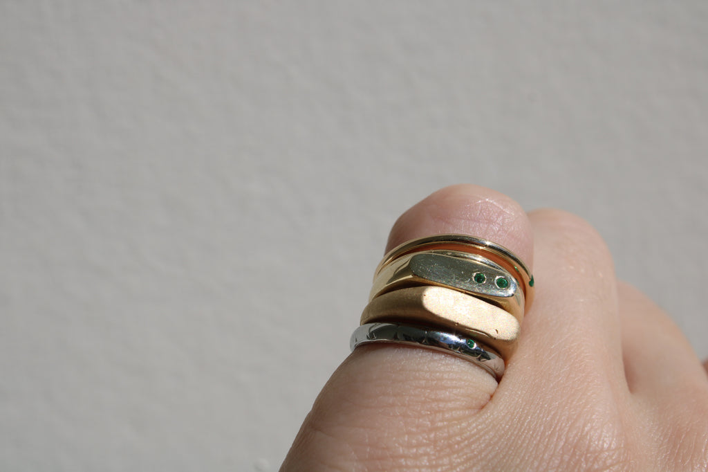 rings by Dunia Simunovic in gold and silver