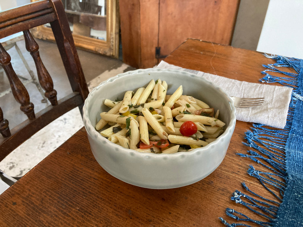Summer pasta salad in the Palatine Collection bowl in Smoke