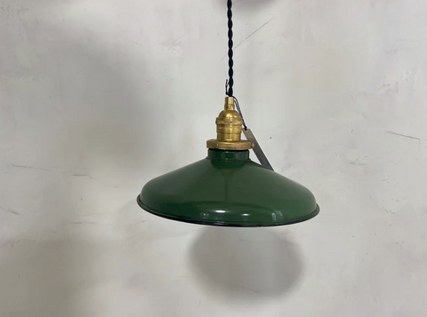 Vintage Green Enamel Pendant Light