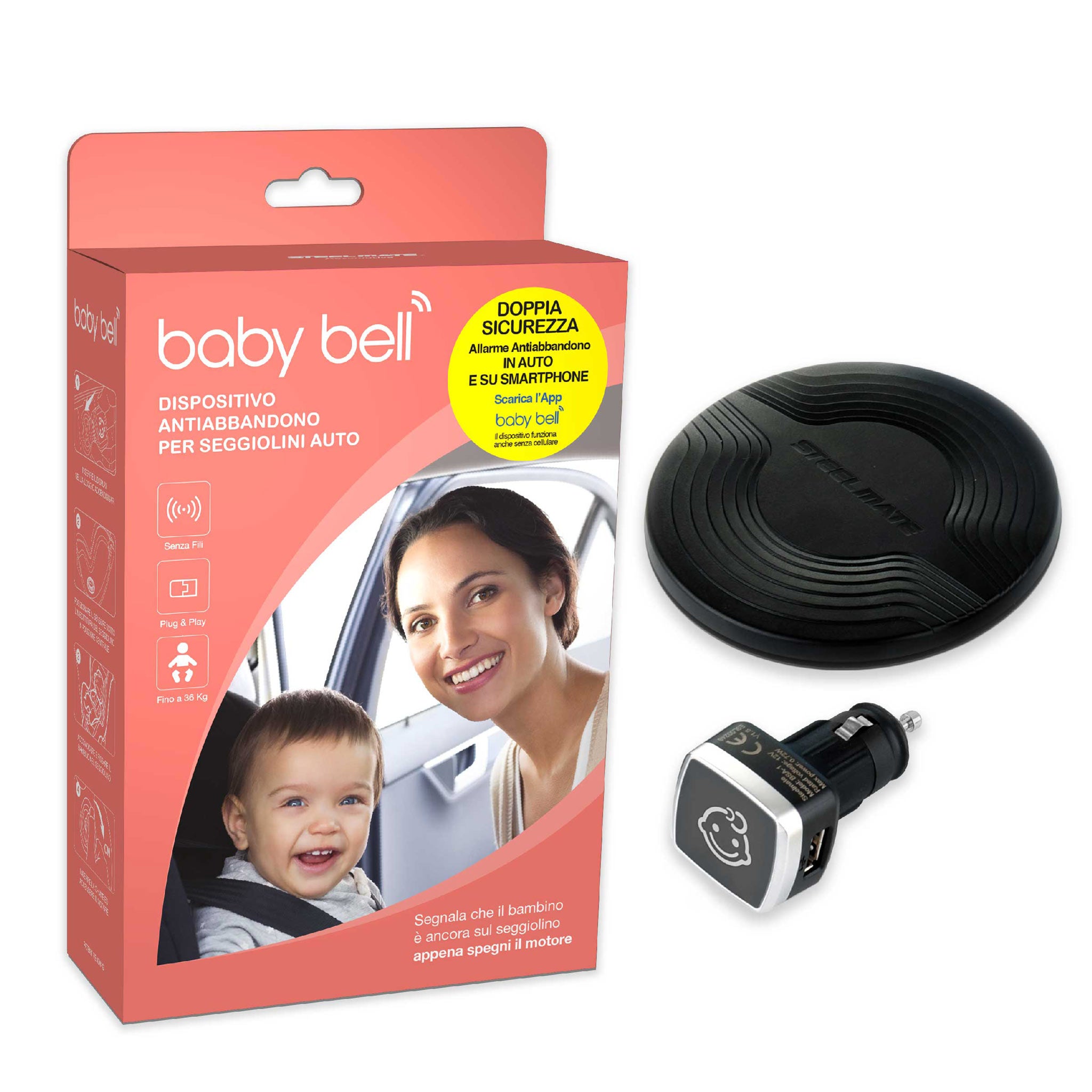 Dispositivo anti abbandono per seggiolini auto Baby Bell - FUORI PRODUZIONE  fino ad esaurimento scorte