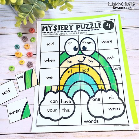 Sight Word Mystery Puzzles for St. Patricks Day