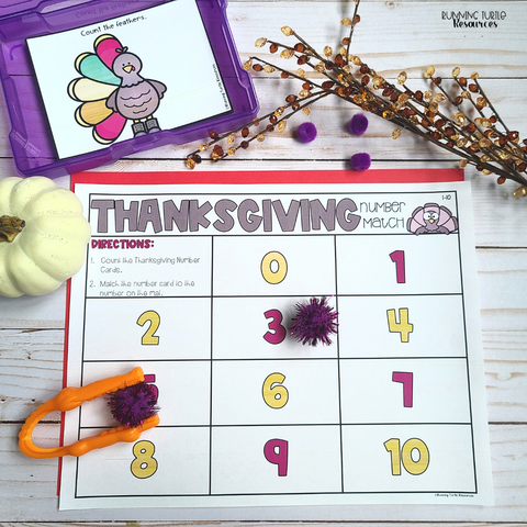 Thanksgiving Math Counting Turkey Feathers