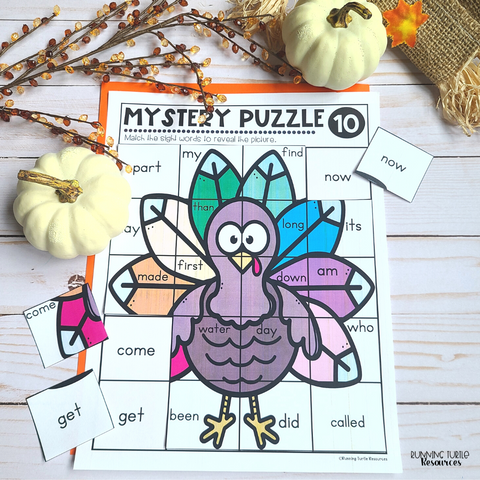 Thanksgiving Sight Word Puzzles