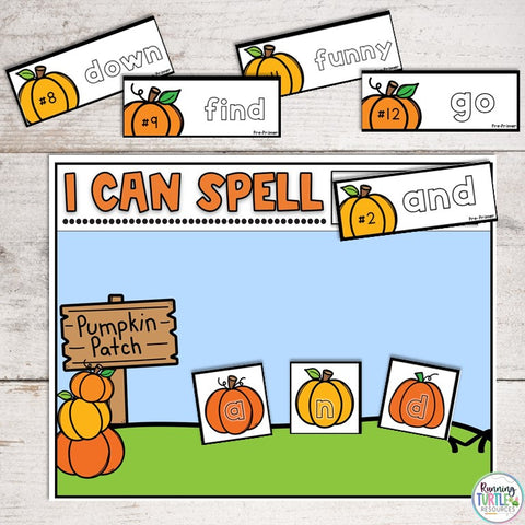 Building sight words with pumpkins, October Sight Word Practice
