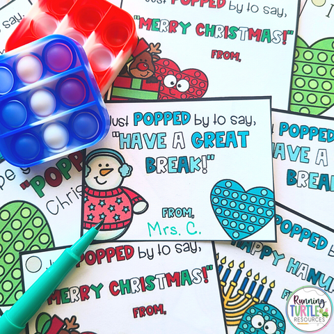 Holiday Pop it Gift Tags for Students