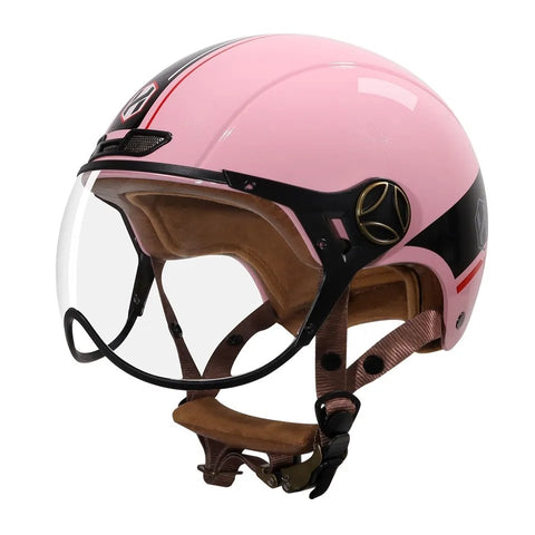 Pink, Black and Red Half Face Retro Space Motorcycle Helmet is brought to you by KingsMotorcycleFairings.com