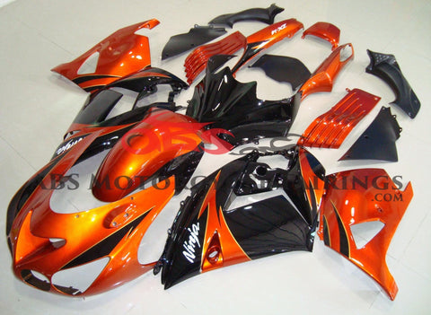 Orange and Black Fairing Kit for a 2006, 2007, 2008, 2009, 2010 & 2011 Kawasaki Ninja ZX-14R motorcycle.