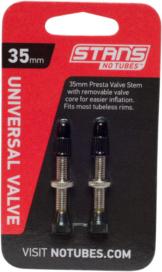 Brass Valve Stems - 35mm, Pair, Silver