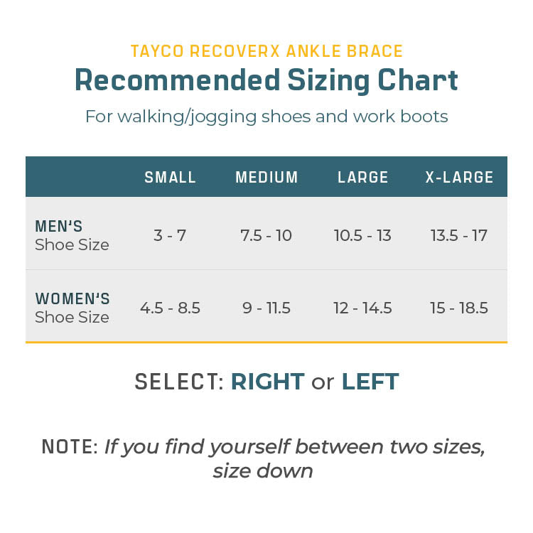 TayCo Brace - RecoverX Sizing Guide