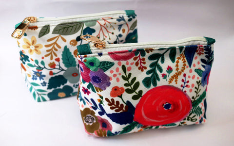 canvas floral pouch with inner lining ethical and fair trade gift by ethimaart
