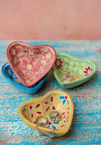 colorful ceramic heart ceramic dish made by artisan ethical and fair trade gift for mom