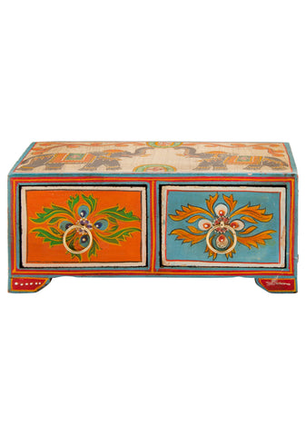 elephant wooden jewelry box with two chest of drawers handmade by artisan