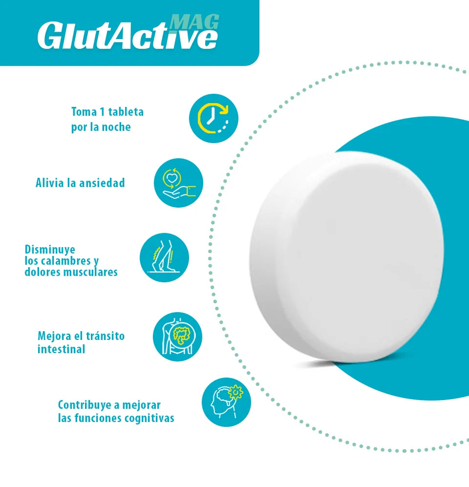 Imagen con los componentes incluidos en GlutActive Blue