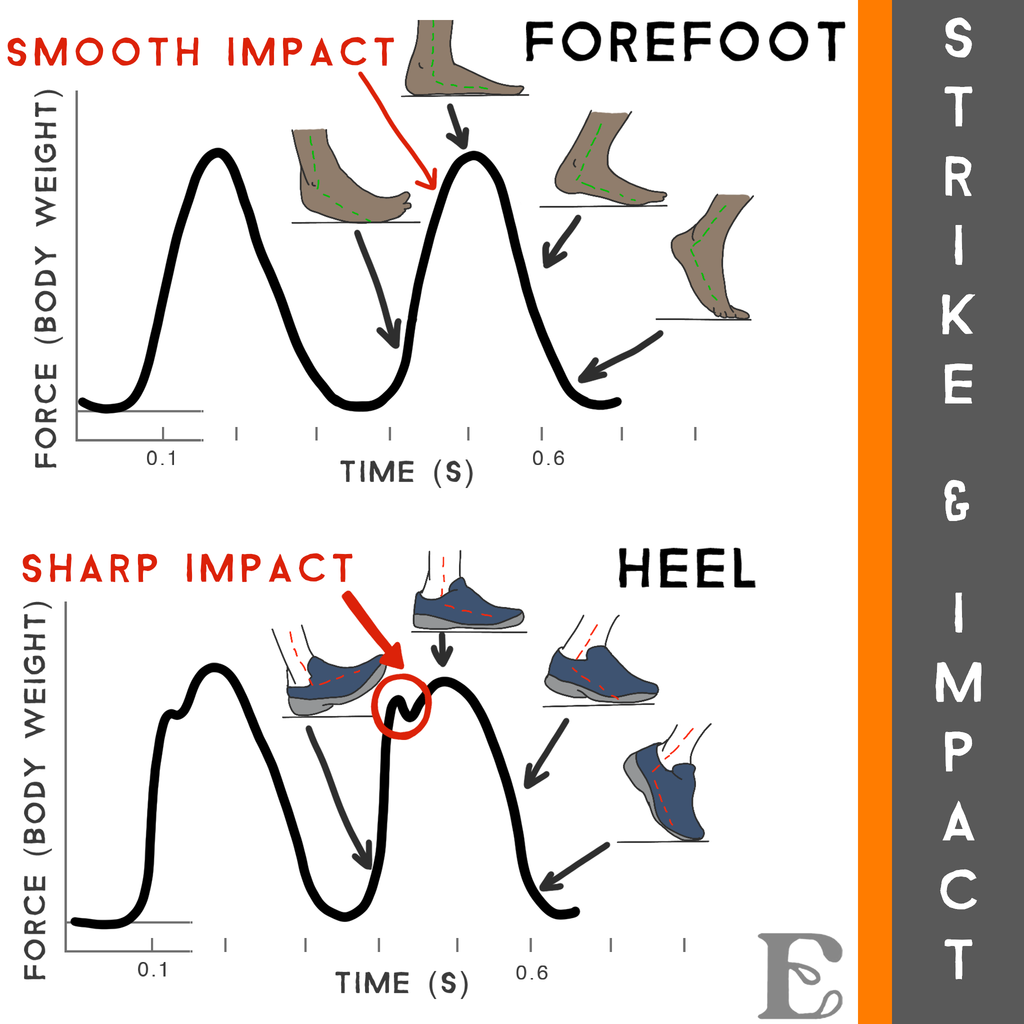 strike of impact forefoot vs heel strike