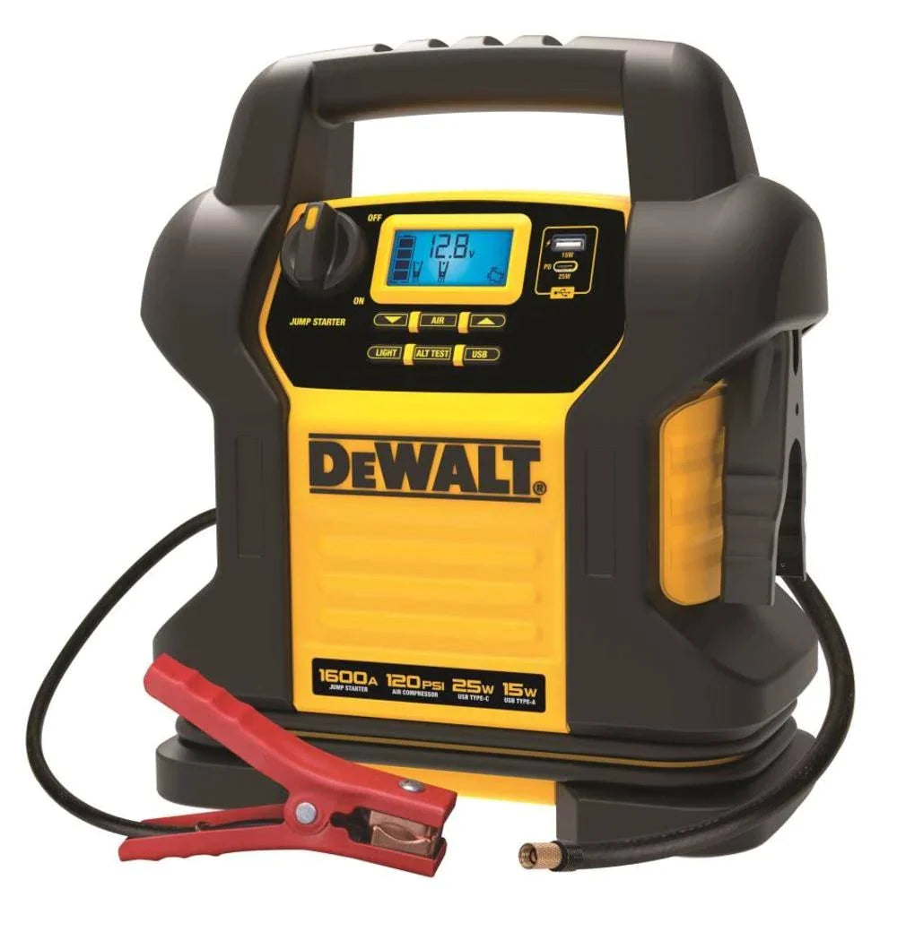 DeWalt 1600 Peak Amp Jump Starter with Digital Compressor and USB Power Bank