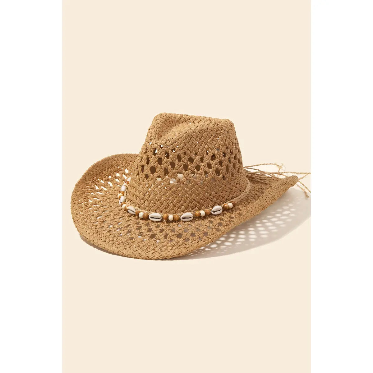 Cowrie Shell Beaded String Straw Hat