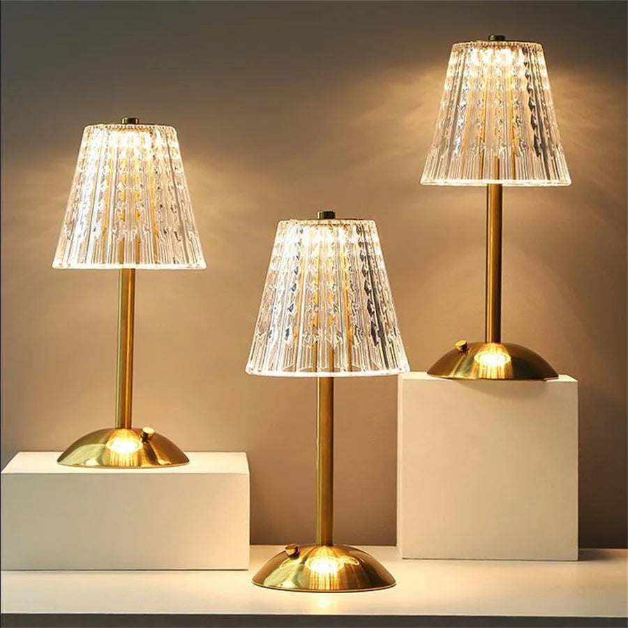 Variant image for Draadloze Oplaadbare Tafellamp met Kristallen Goud Design – Modern Touch Bediening en Dimbare Lichttemperaturen-2
