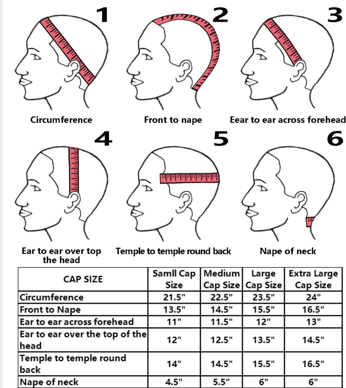 Eternal Love Hair - Size Chart