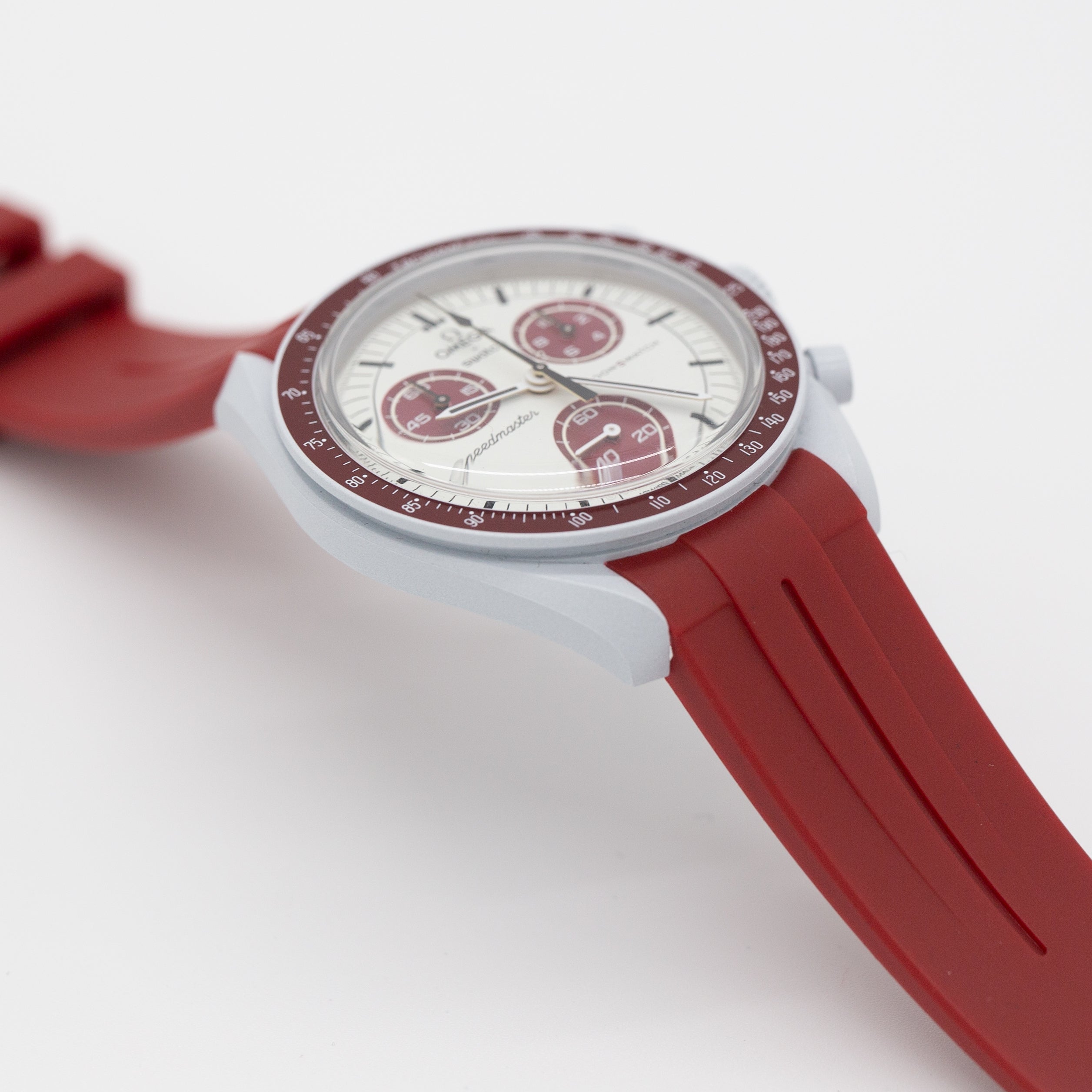 MoonSwatch Luxury Strap Burgundy | Mission to Pluto