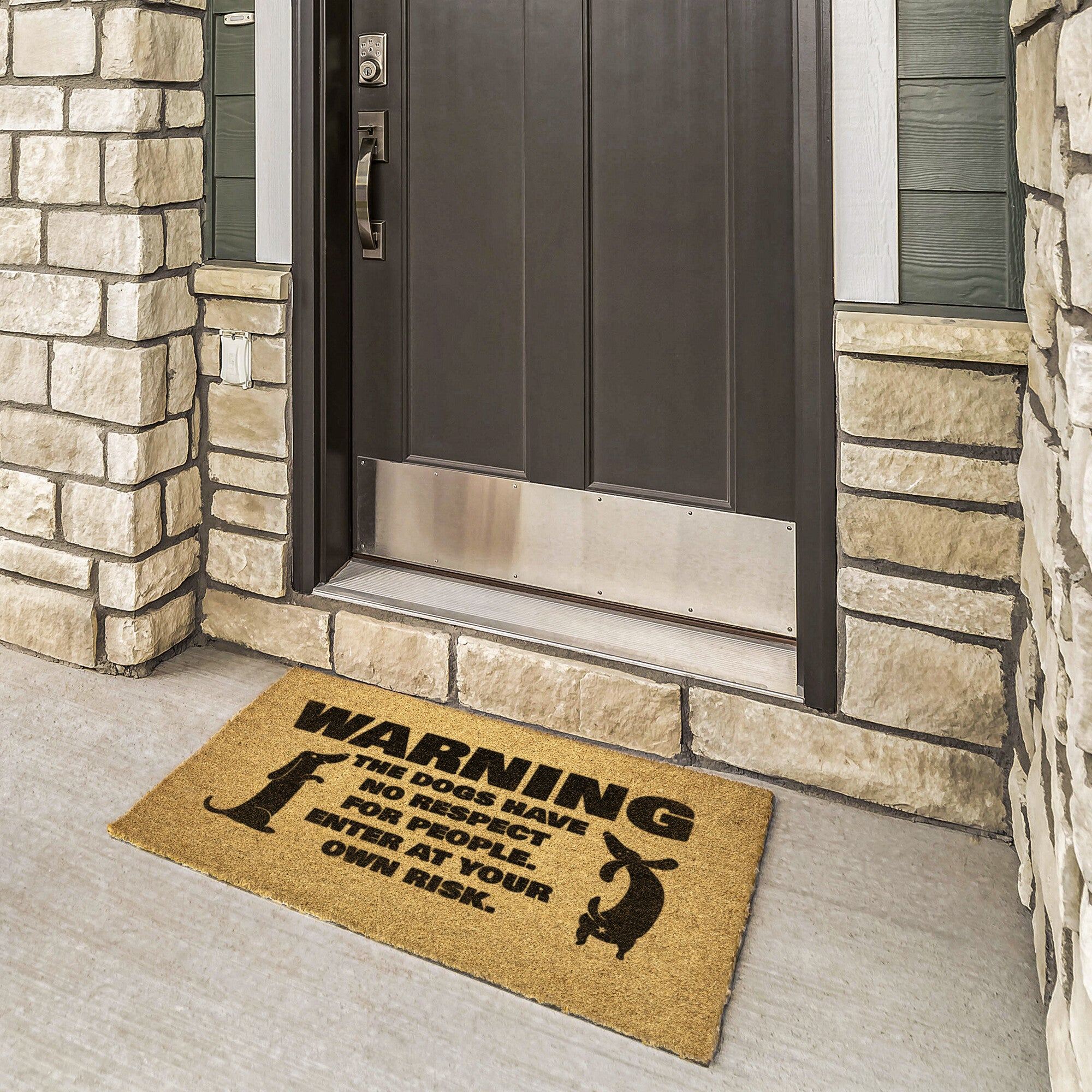 This house is Pit protected™ doormat safety love dog door mat
