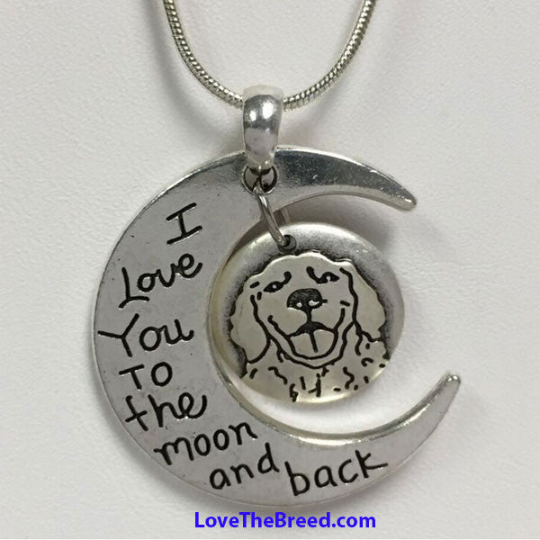 Golden Retriever Love to the Moon and Back Necklace