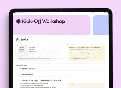 Design Project Kick-Off Meeting Agenda Template