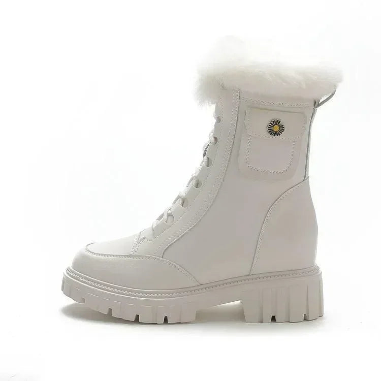Snow Boots For Women Non Slip Outdoor Height Increasing Insole Thick Bottom Fleece-lined - Evallys.com