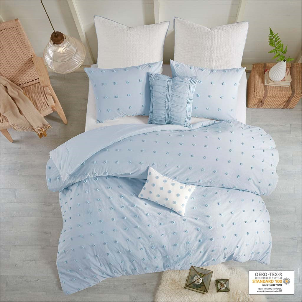 Brooklyn Cotton Jacquard Comforter Set - Blue - Twin Size / Twin XL Size