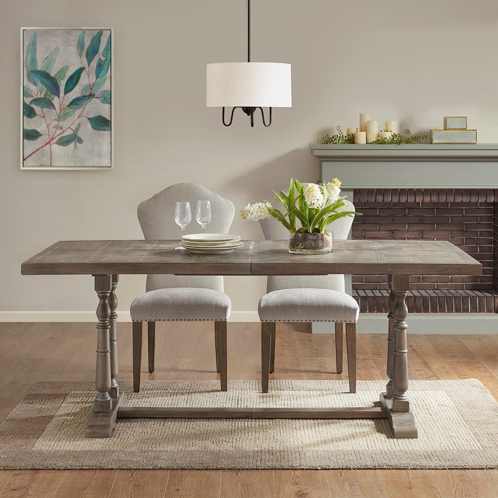 Tristan Rectangular Dining Table (2 pedestal leg) - Natural / Grey