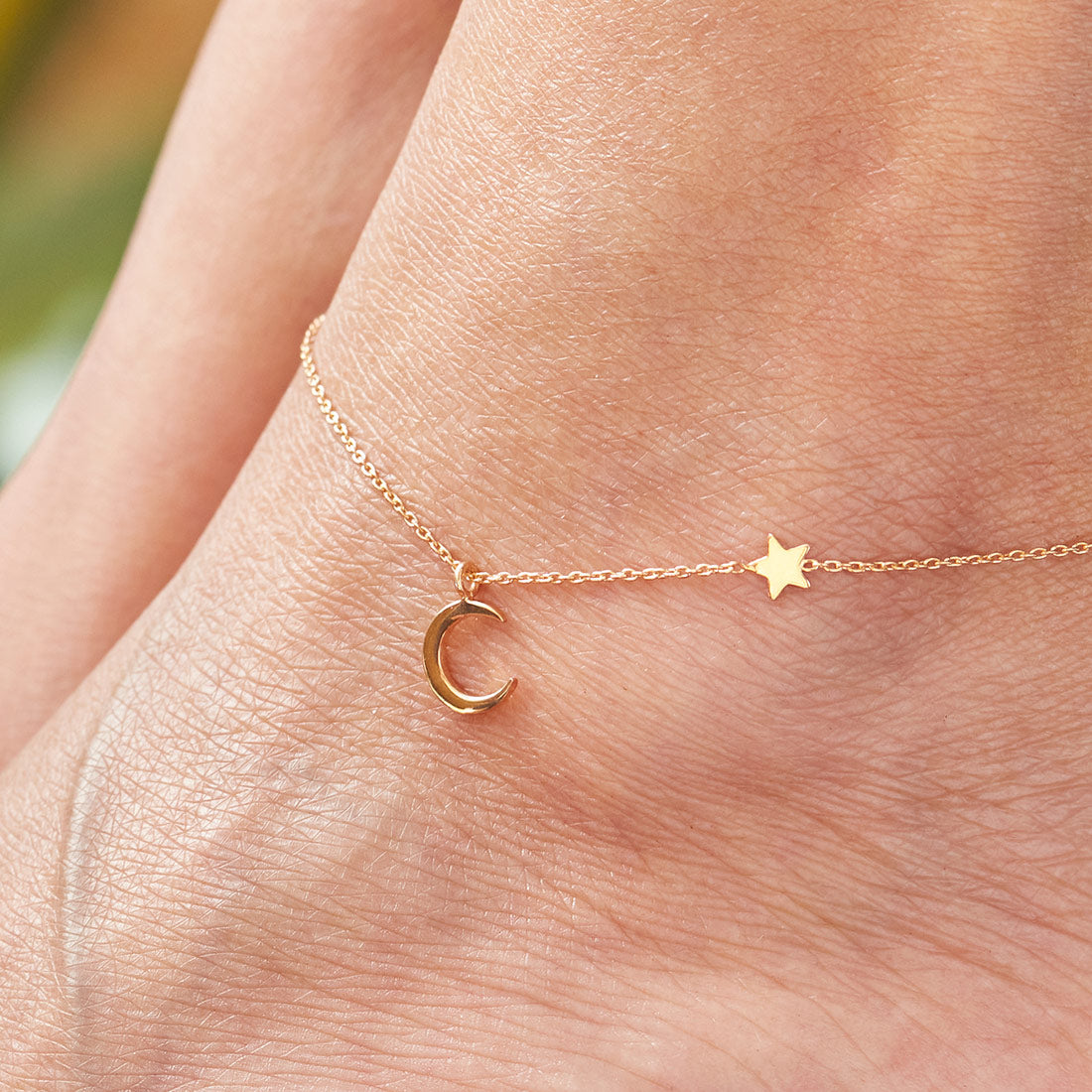 Gold Vermeil Moon and Star Anklet