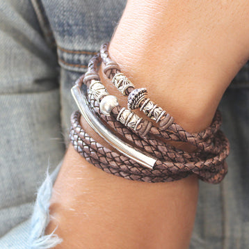 Metallic Petite Crystal Double Wrap Bracelet