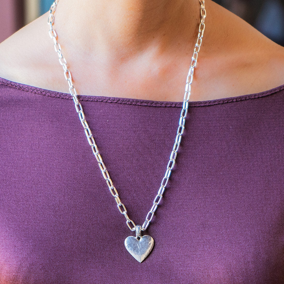 Bliss Silver plated Adjustable Necklace with Silver Heart Pendant