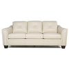 MAKLAINE 86" Top Grain Genuine Leather Tufted 3 Seater Sofa, Contemporary Couch with Excellent Craftsmanship, Ivory