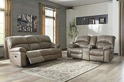 Signature Design by Ashley Dunwell Adjustable Power Reclining Loveseat with USB Charging, Light Brown