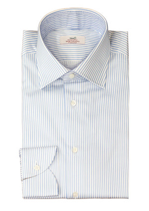Blue Stripe French Collar Shirt - Stefano Bemer